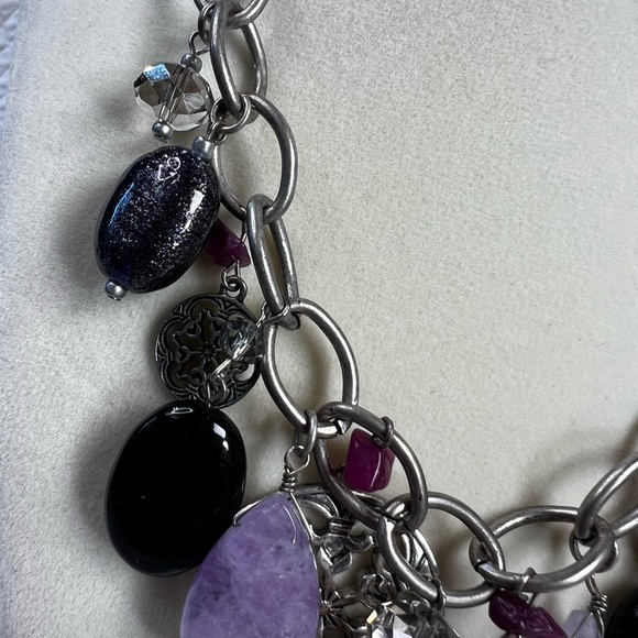 Laura Ashley Amethyst Silver Toned Statement Necklace - Picture 4 of 7